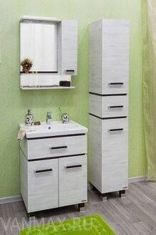 Комплекты мебели для ванной "Акварель 45" НОРТА белый/красный металлик
