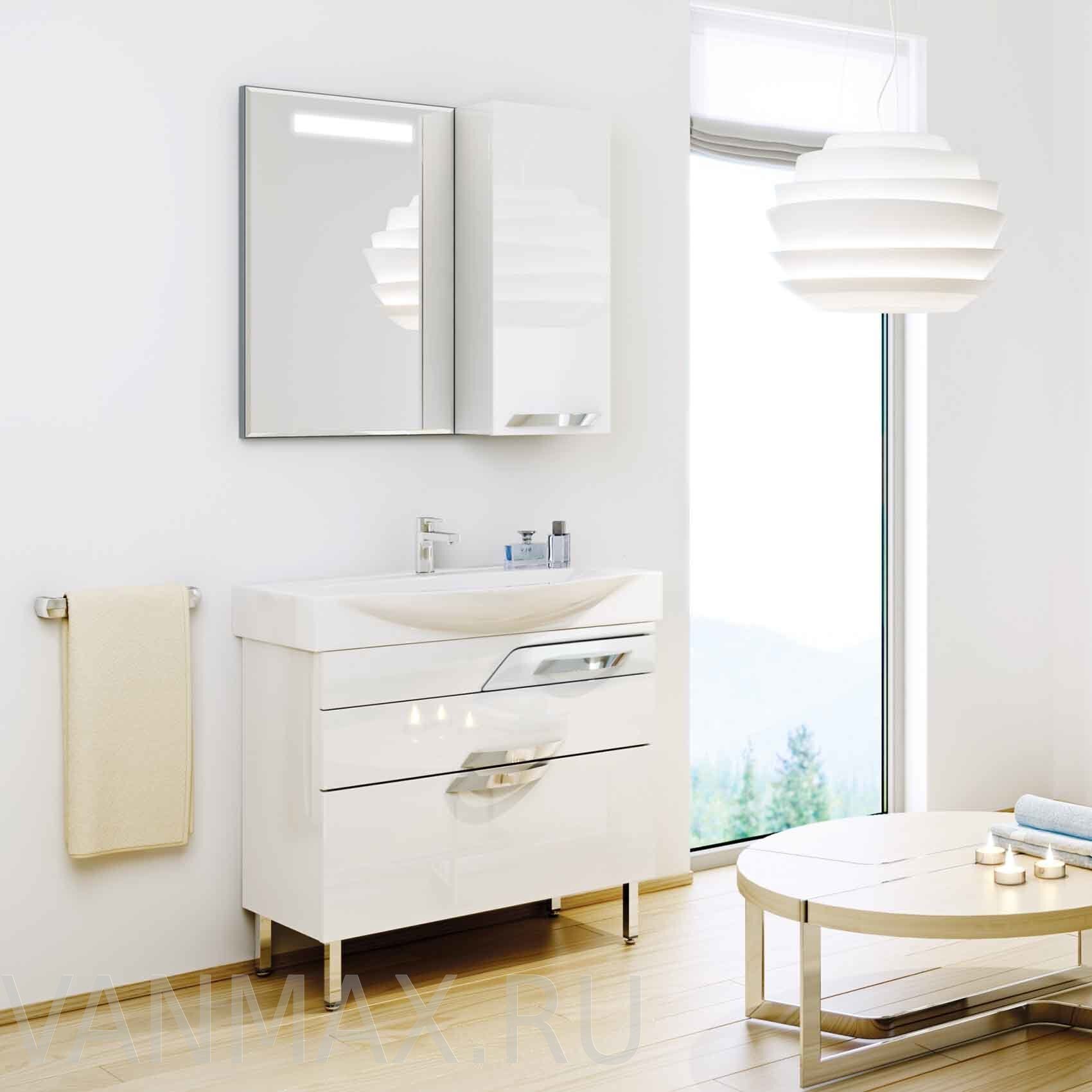 Комплект мебели для ванной Оника Флорена 105 кремовый/белый