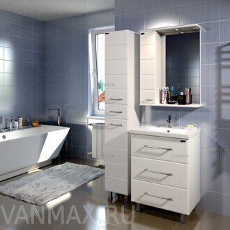 Комплекты мебели для ванной "Акварель 45" НОРТА белый/голубой металлик
